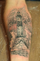 татуировка  маяк, тату на руке, морская тату