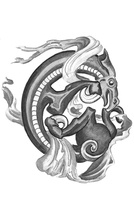 татуировка дракон, кельтский орнамент.  черно белая татуировка