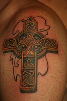 тату крест, татуировка кельтский крест, тату цветная
